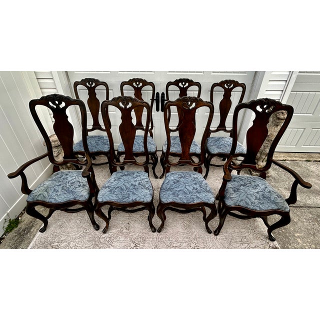 Vtg. Set of Eight Carved Italian Provincail Dining Chairs in a Walnut Finish For Sale - Image 15 of 15
