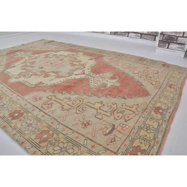 Textile 1950s Authentic Handwoven Oushak Rug For Sale - Image 7 of 10