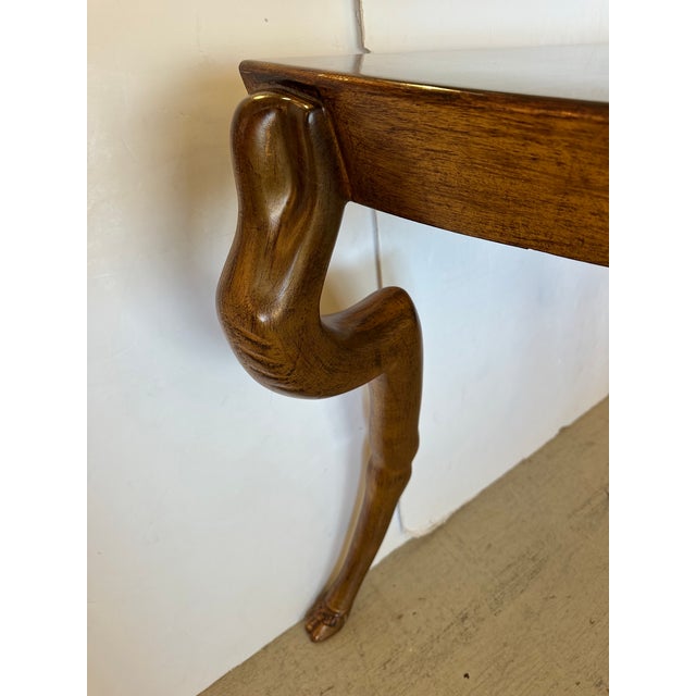 Wood Faux Gold Leaf & French Polished Demilune Console For Sale - Image 7 of 11