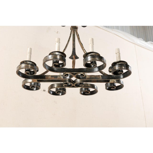 French Vintage French Iron 8-Light Chandelier For Sale - Image 3 of 12