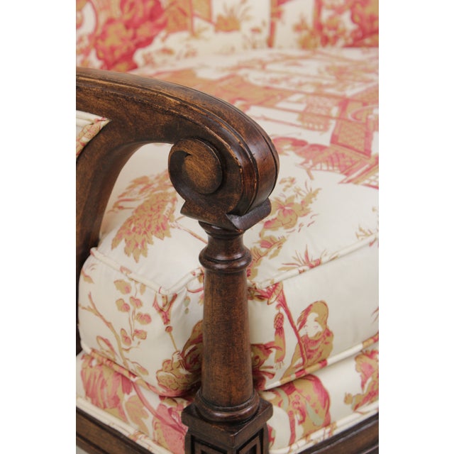 Pair of Stickley Louis XVI Style Chinoiserie Barrel Back Armchairs For Sale - Image 14 of 17