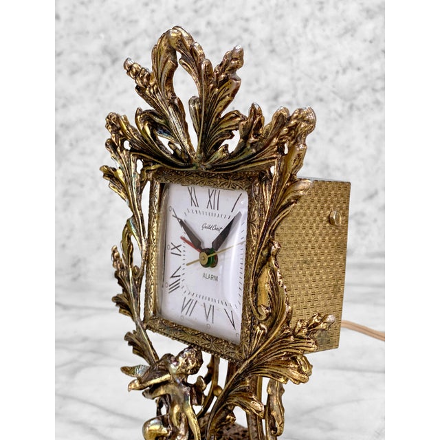 Vintage Rococo Style Cast Metal Gold Gilded Mantle Clock W/ Cherub Motif Chairish