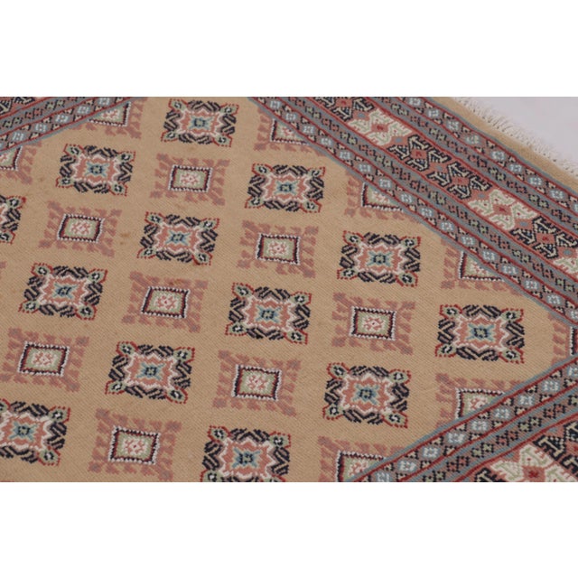 Rug & Kilim Vintage Bokhara Rug in Golden Beige With Geometric Patterns - Rug & Kilim For Sale - Image 4 of 8