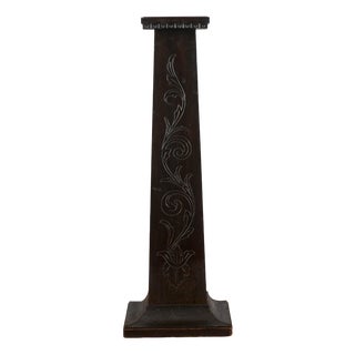 Column in Ebonized Wood Engraved on the Front, Italy, 1920 For Sale