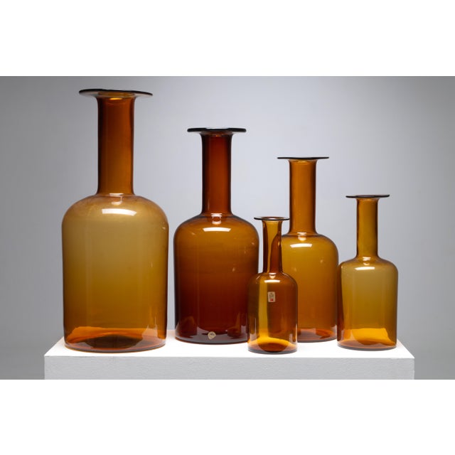 Vases by Otto Brauer for Holmegaard, 1960, Set of 5, in Very Good conditions. Designed 1960 to 1969 This piece has an...