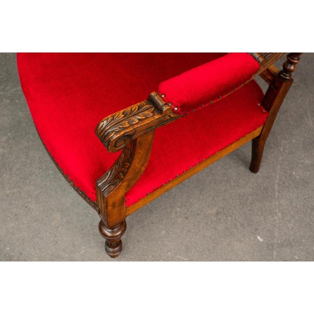Antique Mahogany Armchair in Red, 1800s For Sale - Image 16 of 17