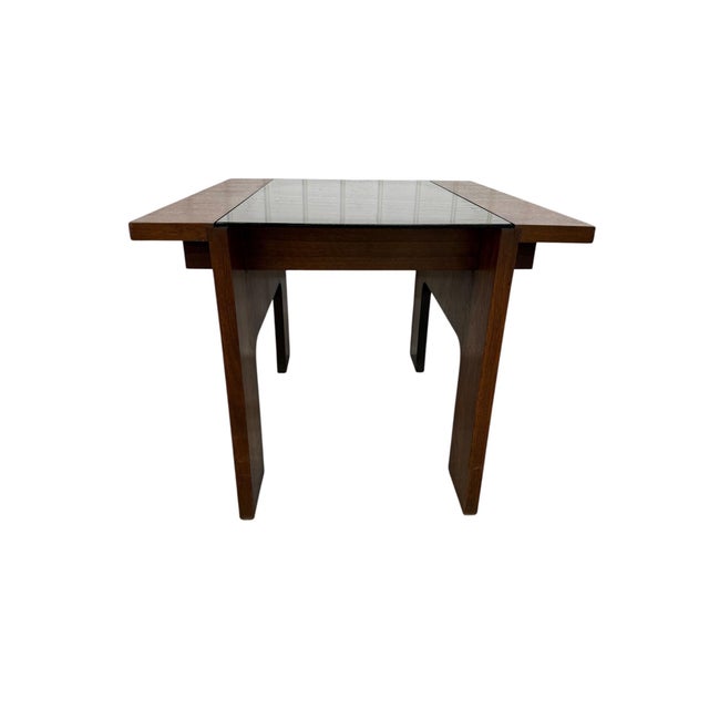 Brown Mid-Century Modern Lane Smoked Glass Walnut Side Tables - Set of 2 For Sale - Image 8 of 11