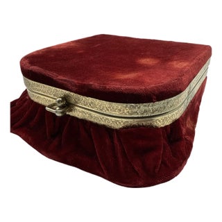 Antique French Red Velvet Jewelry Casket For Sale