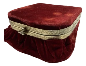 Antique French Red Velvet Jewelry Casket
