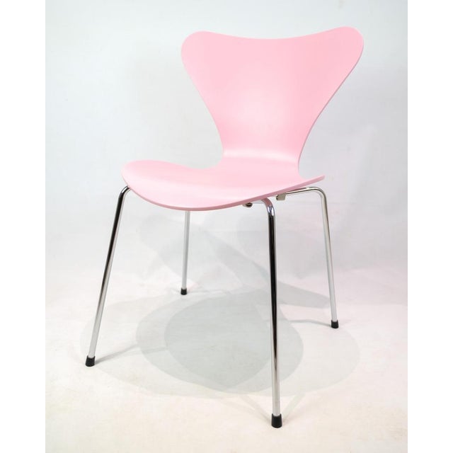 Fritz Hansen Pink Seven Chairs by Arne Jacobsen for Fritz Hansen, 1990s, Set of 6 For Sale - Image 4 of 11