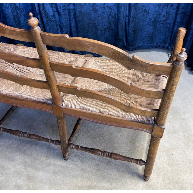 1960s Country French Settee With 3 Rush Panel Seats For Sale - Image 15 of 16