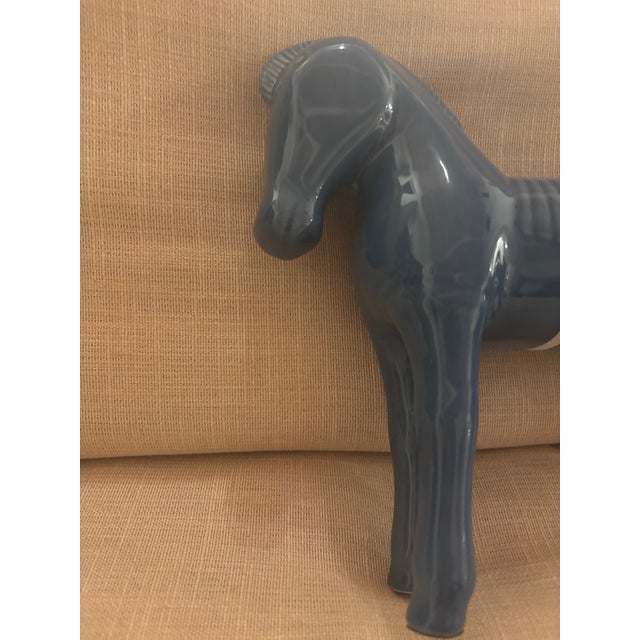 Late 20th Century Blue Glaze Ceramic Bitossi Style Horse For Sale - Image 5 of 7