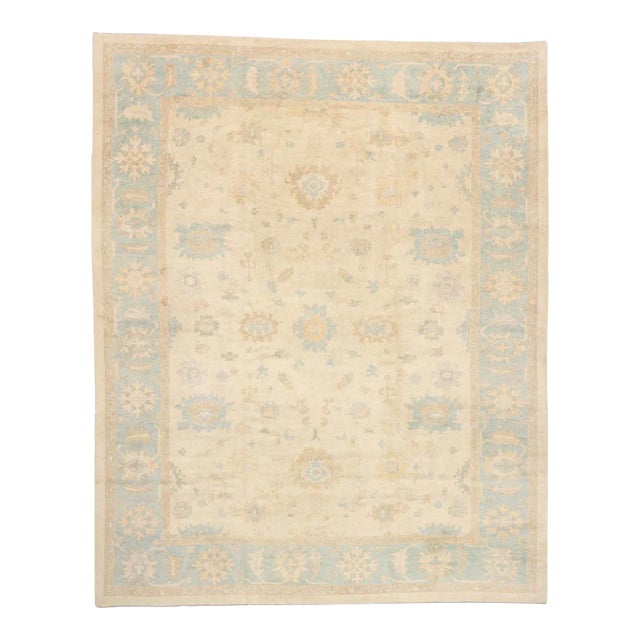 Turkish Oushak Rug with Modern Style - 12'10 x 15'08 For Sale