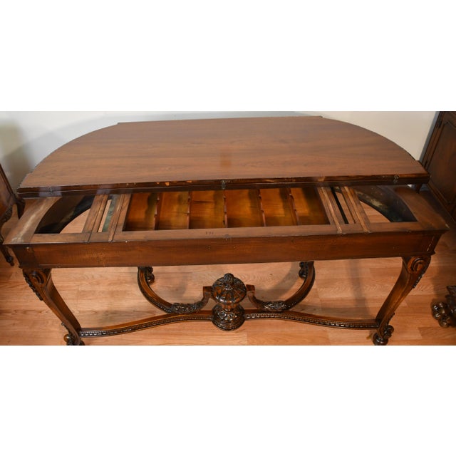 Brown 1910 Antique French Louis XV Carved Walnut Flip-Top Console Table Serving Table For Sale - Image 8 of 18