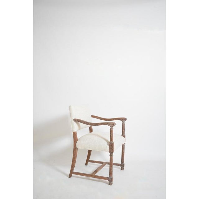 Pair of cerused oak armchairs, 1940s. Height: 82 cm - 32.28 in Length: 55 cm - 21.65 in Width: 53 cm - 20.87 in Seating...