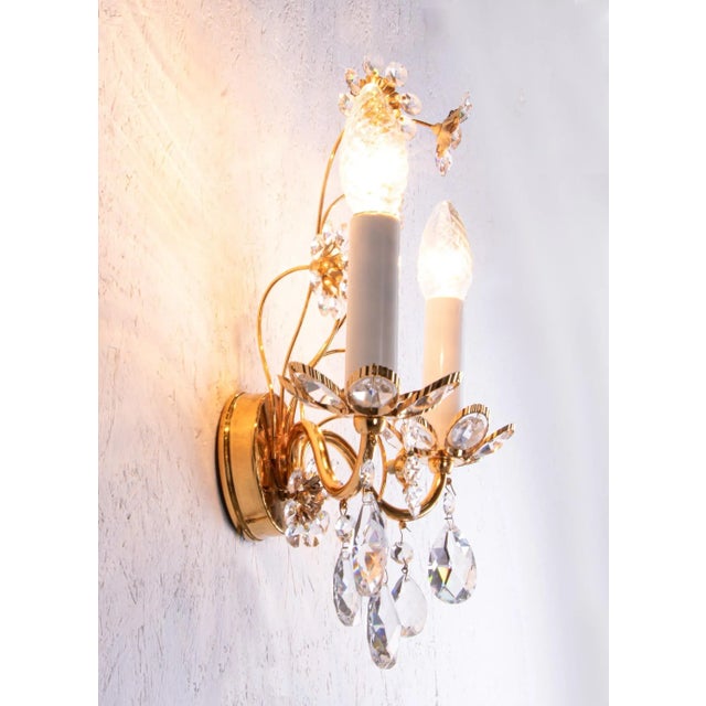 Metal German Glamorous Jewel Wall Lamps in Crystal & Gilt-Brass from Palwa, 1960, Set of 2 For Sale - Image 7 of 10