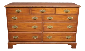 1980s Henkel Harris Wild Black Cherry Dresser – 9 Drawer