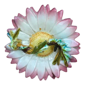 French Majolica Pink Daisy Basket Delphin Massier, Circa 1890