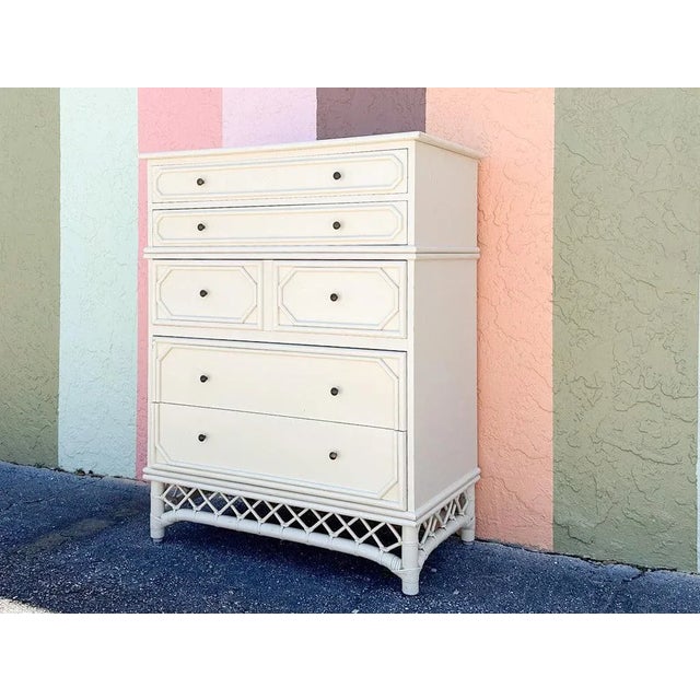 Mid-Century Modern Mid 20th Century Palm Beach Regency Ficks Reed Faux Bamboo Tall Chest For Sale - Image 3 of 12