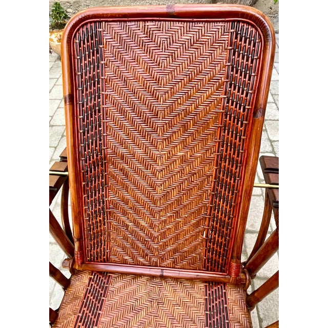 1920s Adjustable Rattan Chaise Longue with Ottoman, 1920s For Sale - Image 5 of 13