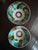 These early 20th century pair of Oaxacan Majolica decorative bowls consist of terra cotta with an attractive abstract...