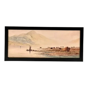 Original Signed Vintage 1950's Watercolor Landscape Painting
