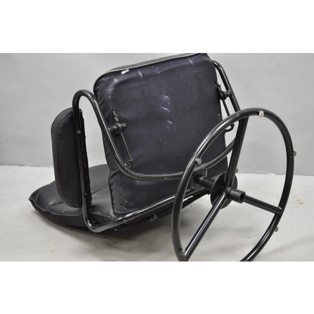 Vintage Black Leather Ekornes Stressless Style Swivel Recliner Lounge Chair For Sale - Image 15 of 17