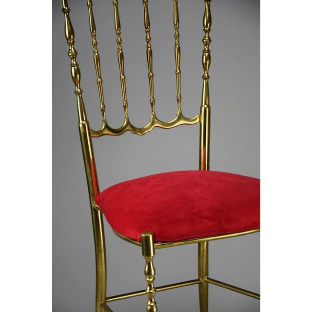 Brass and Red Velvet Chiavari Chair, 1950 For Sale - Image 3 of 13
