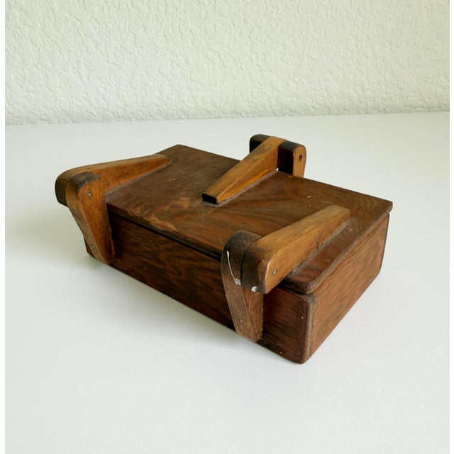 Rustic European Early 20th Century Folk Art Painter's Box With Wood Hinges & Clasp For Sale - Image 3 of 11
