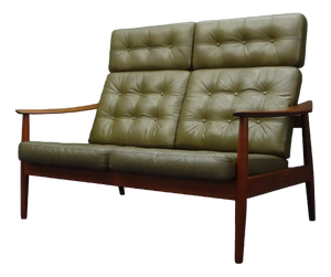 Danish Teak Leather Sofa by Arne Vodder for France & Son, 1960s