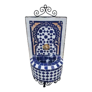 Blue and White Miniature Moroccan Mosaic Fountain