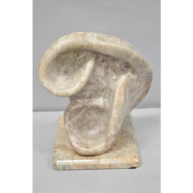 Vintage Seymour Shuren Modernist Pink Carved Marble Abstract Figure Sculpture For Sale - Image 10 of 18