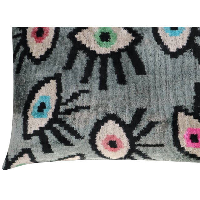 Contemporary Handmade Velvet Evil Eye Good Luck Throw Pillow & Down Feather Insert For Sale - Image 9 of 9
