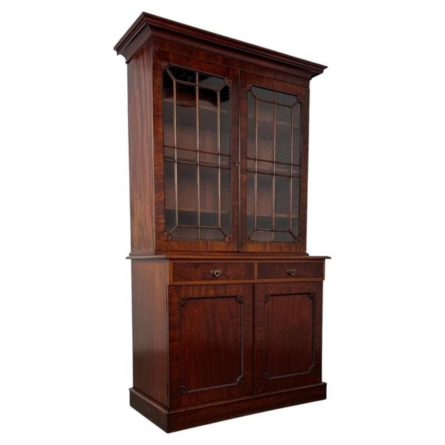 Metal 19th Century Regency English Mahogany Bookcase For Sale - Image 7 of 14