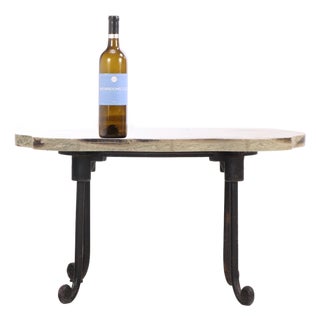 French Brutalist Style Iron and Marble Low Table, C. 1950 For Sale