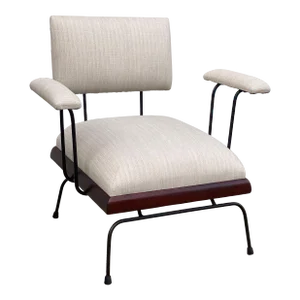 Rare Vintage 1950's Iron Upholstered Lounge Chair