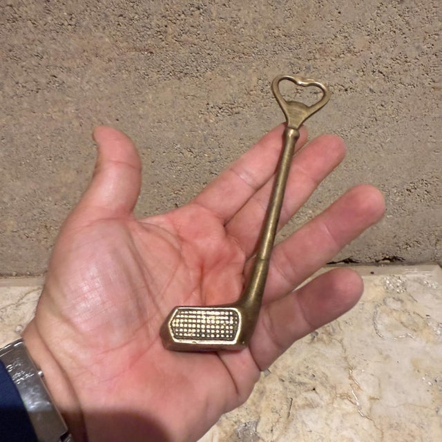 Vintage Brass Golf Club Bottle Opener For Sale - Image 9 of 9