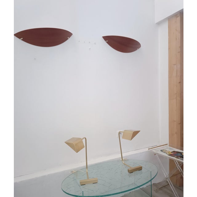 Wood and Brass Wall Lights from Declic, 1980s, Set of 2 For Sale - Image 6 of 9