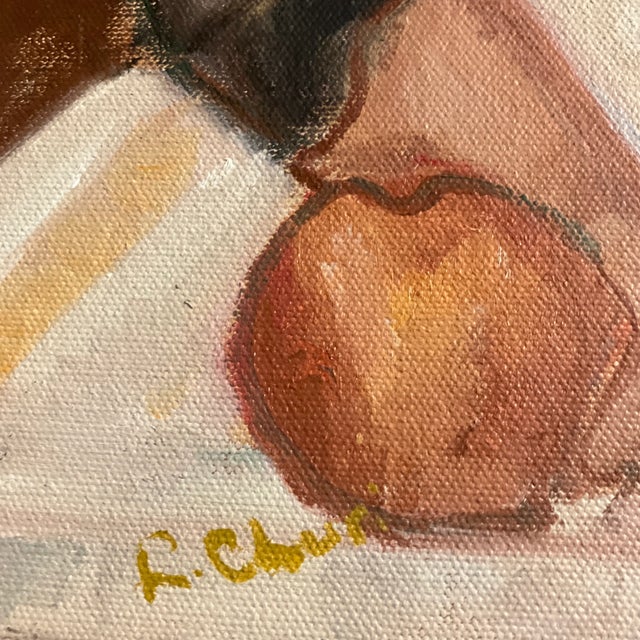 1980’s Vintage Original Female Portrait Painting Signed For Sale - Image 4 of 5