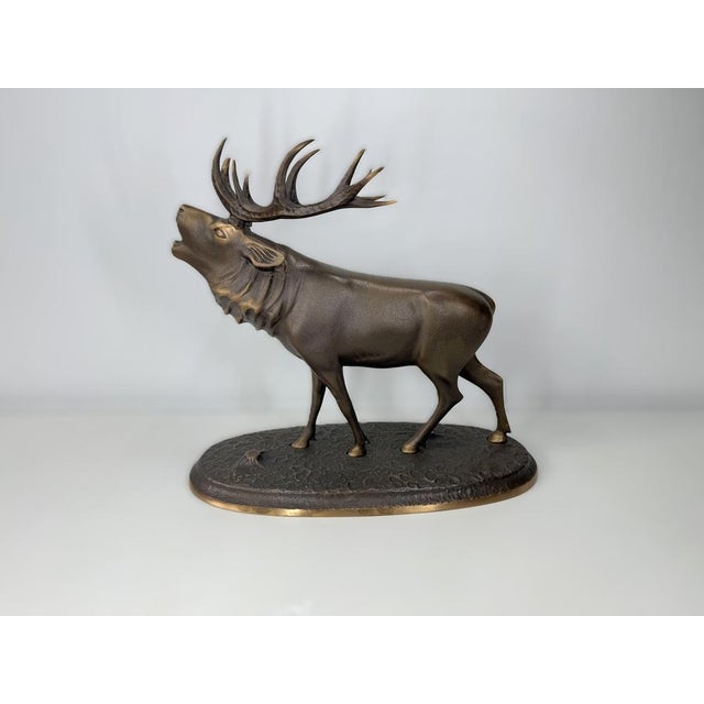 Modern Large Elk or Stag Sculpture, 1970s, Bronze For Sale - Image 3 of 9