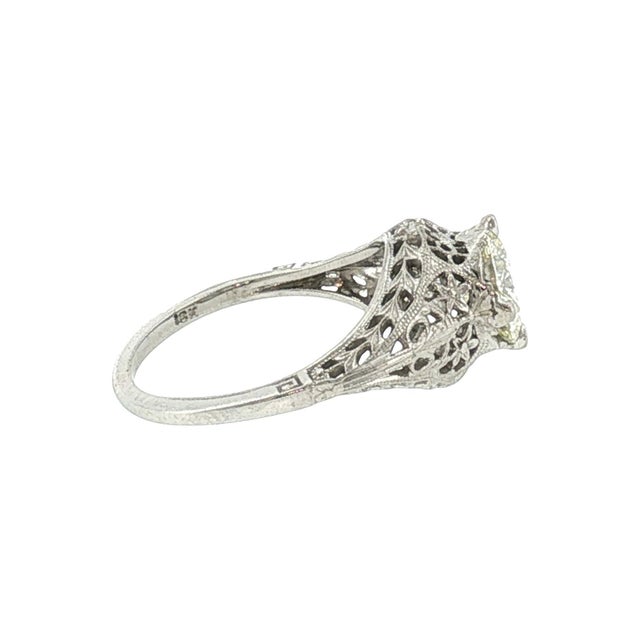 1930's 18 Karat White Gold Mounting With a 1.2 Carat Modern Diamond Ring For Sale - Image 4 of 5