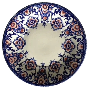 19th Century Red and Blue Faience Plate from Gien