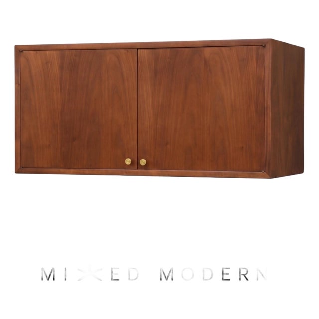 1960s Refinished Modern Walnut 36” Cabinet Credenza For Sale
