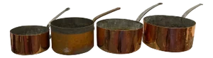 French Four Copper Pots in Different Sizes, 19th Century - Set of 4