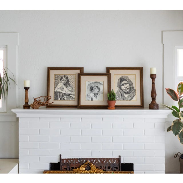 Figurative Early 20th Century Pen and Ink Portrait by Weldon Amerine For Sale - Image 3 of 9