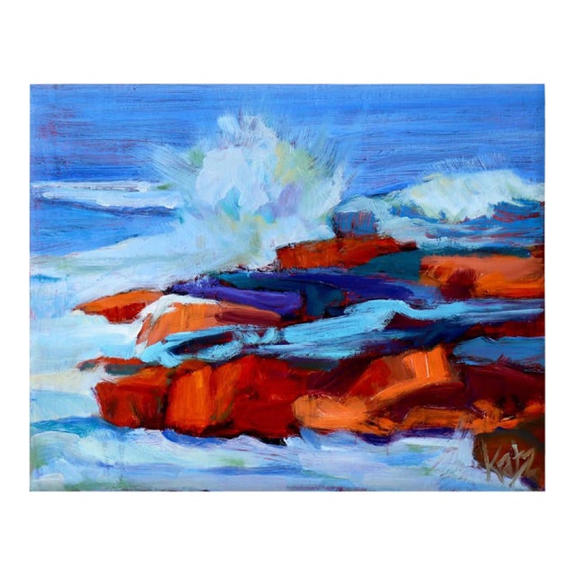 A Contemporary Expressionist Seascape Oil Painting, "Impact" For Sale