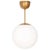 Scandinavian Modern Brass & Opal Glass Glob Ceiling Lamp, Sweden For Sale - Image 6 of 7