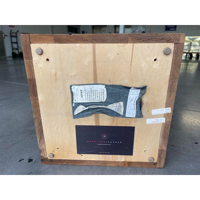 Wood American Leather Corkscrew Walnut Ottoman With Navy Leather Cushion For Sale - Image 7 of 11