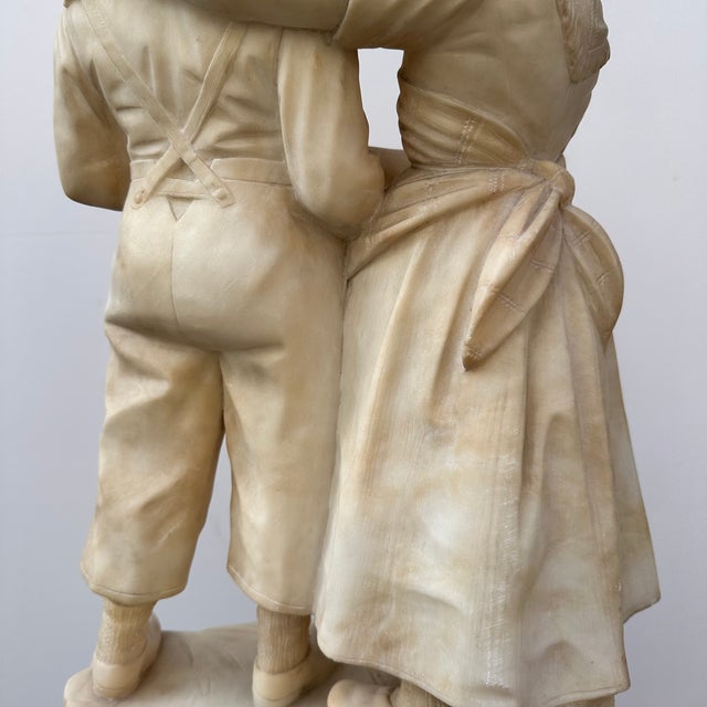 Eugenio Battiglia, Sculpture Childrens Couple, 1890s, Alabaster For Sale - Image 10 of 18