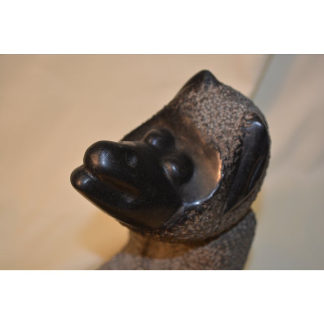Vintage Shona Stone Black & Gray Baboon Monkey Figurine Statue / Sculpture Kamisi For Sale - Image 4 of 14